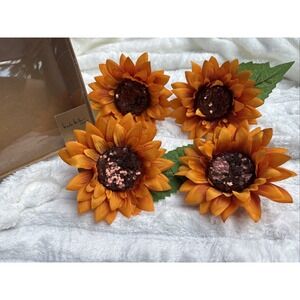 Nicole Miller Sunflower Napkin Rings Set of 4 in Original Box